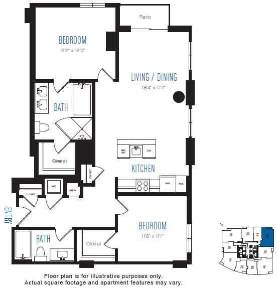 B3 2 Bed 2 Bath Floor Plan B3 2 Bed 2 Bath Floor Plan at Stratus, Seattle, WA