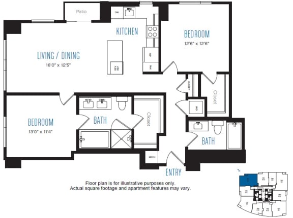 B4 2 Bed 2 Bath Floor Plan B4 2 Bed 2 Bath Floor Plan at Stratus, Seattle, WA