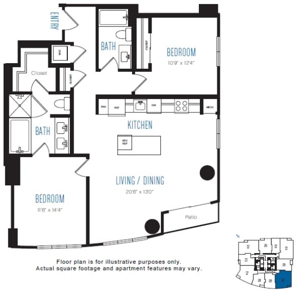B5 2 Bed 2 Bath Floor Plan B5 2 Bed 2 Bath Floor Plan at Stratus, Seattle, WA