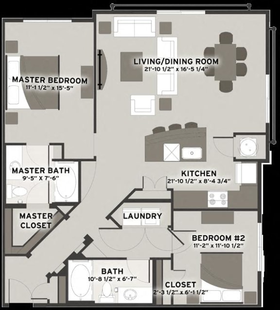 2 Bedroom 2 Bathroom Floor Plan 2 Bedroom 2 Bathroom Floor Plan at Residences at The Streets of St. Charles, Missouri