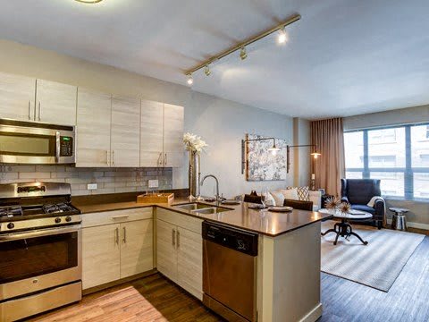Contemporary kitchen cabinetry at The Madison at Racine West Loop, Chicago, IL, 60607
