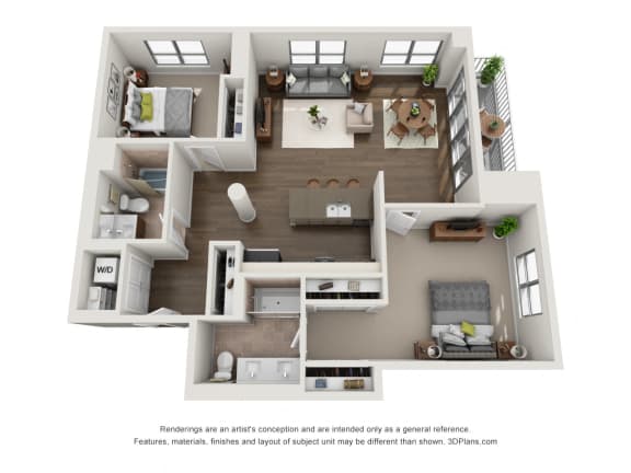 Floor Plan  2 Bed 2 Bath Plan2J Floor Plan 1,319 sq. ft. at The Madison at Racine, Chicago, IL