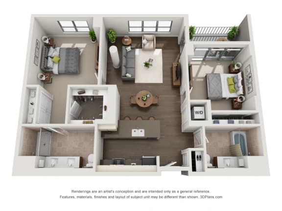 2 Bed 2 Bath Plan2E Floor Plan 1,190 sq. ft. at The Madison at Racine, Chicago