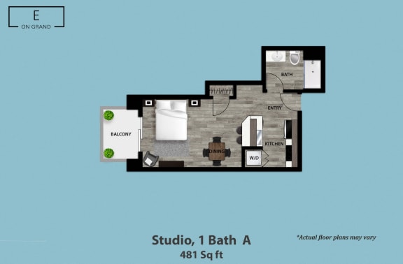 Floor Plan  Studio, 1 Bath A