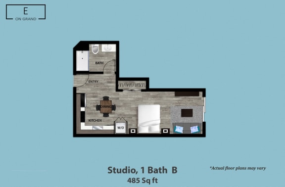 Floor Plan  Studio, 1 Bath B