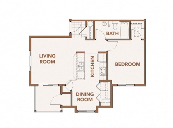 Floor Plan  1x1 Apartments Floor Plan For Rent in Lacey, WA l Copper Wood Apts