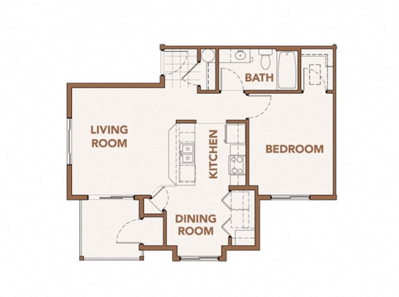 Floor Plan  1x1 Floor Plan Apartments For Rent in Puyallup, WA 98374 l Copper Valley Apts