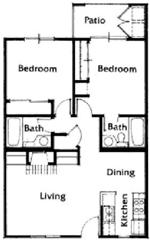 Brittany Court two bedroom 2D floor plan