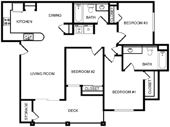 Desert Sands three bedroom floor plan.