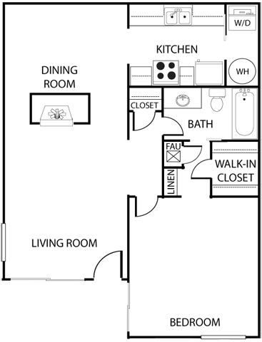 El Dorado Place one bedroom floor plan