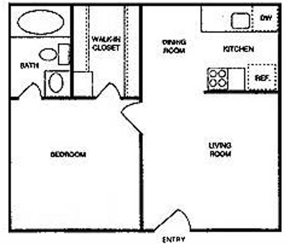 Riverstone one bedroom apartment 2D floor plan