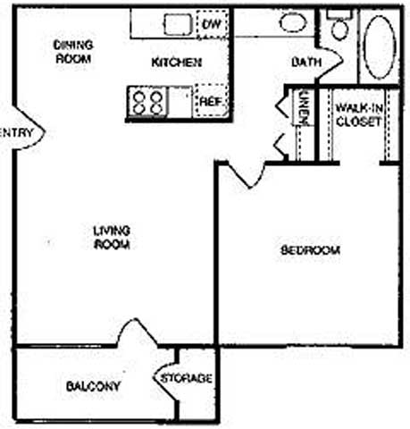 Riverstone one bedroom apartment 2D floor plan