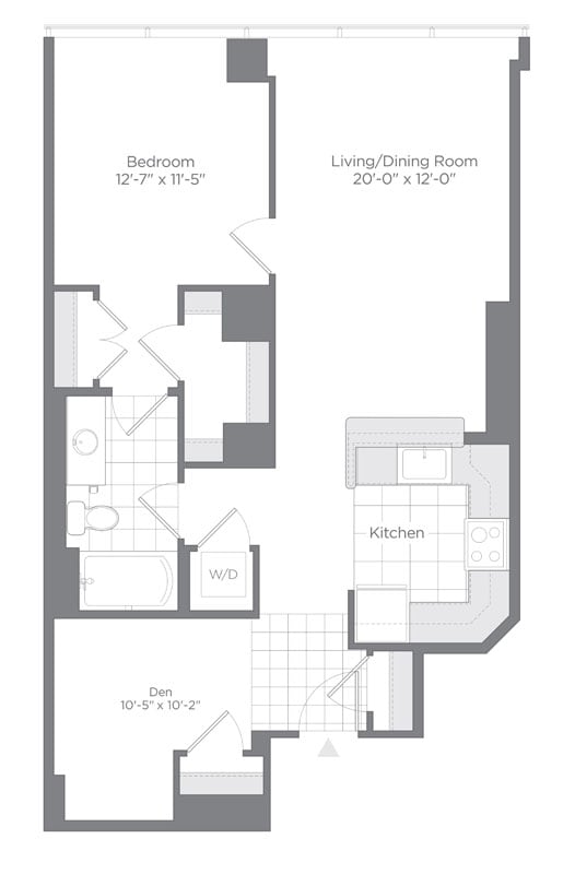 Floor Plan  1 Bed - 1 Bath | AD01 Den