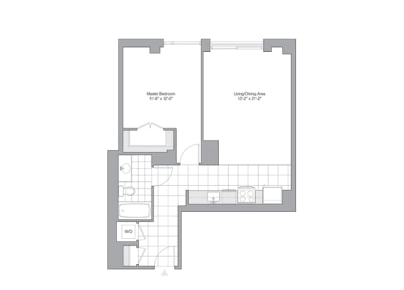  Floor Plan 1 Bedroom - 1 Bath | A05