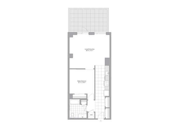 Floor Plan 1 Bedroom - 1 Bath | A09