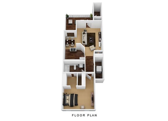1 bed1 bath floor plan at Patchen Oaks Apartments, Lexington, 40517