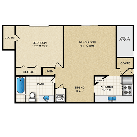 Floor Plan 1 BEDROOM