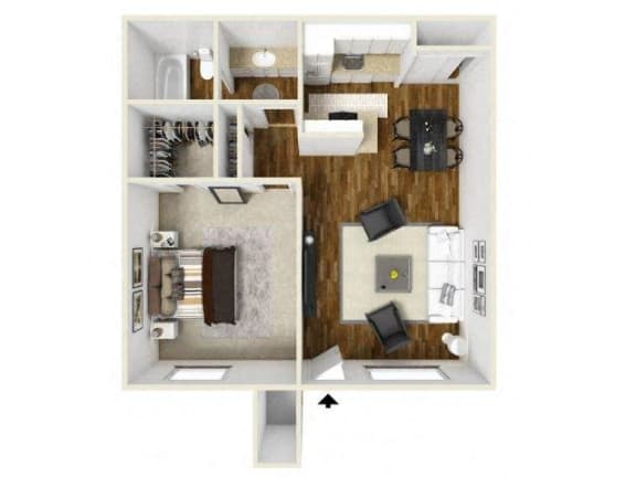 Pablano 1 Bedroom 1 Bath 625 sq.ft. Floorplan at Eagle Point Apartments, 4401 Morris Street NE