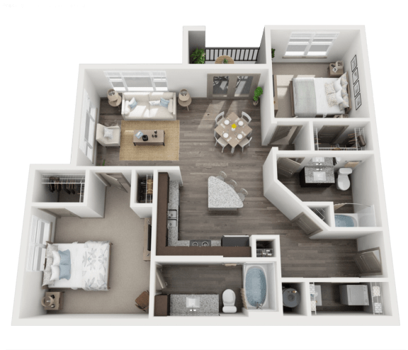 B1 Floor Plan - Conroe Apartment Floor Plans