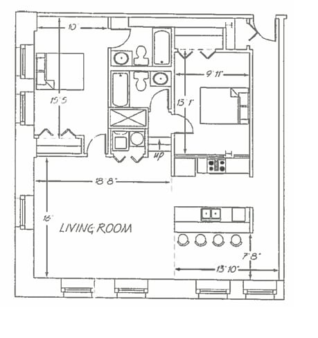 Floor Plan  2 Bedroom - E3 Layout