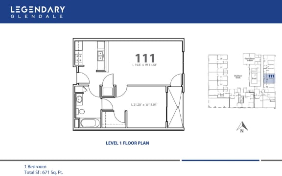Legendary Glendale Floor Plan 111 Floor Plan 111 at Legendary Glendale Modern Apartments, in Glendale, CA