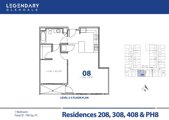 Legendary Glendale Floor Plan 08 Floor Plan 08 at Legendary Glendale Luxury Apartments, at 300 N Central Ave