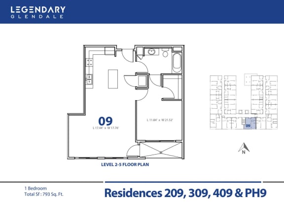 Legendary Glendale Floor Plan 09 Floor Plan 09 at Luxury Apartments in Glendale, California, Legendary Glendale