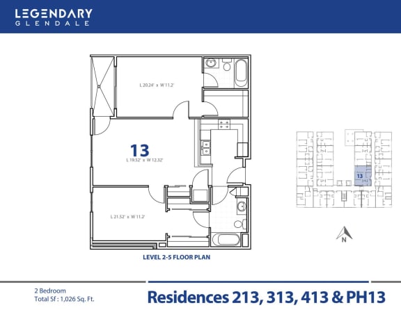 Legendary Glendale Floor Plan 13 Floor Plan 13 at 300 N Central Ave, Legendary Glendale Luxury Apartments in Glendale, CA