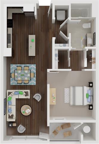One bedroom floor plan l Aspire Apartments For Rent in Tracy CA