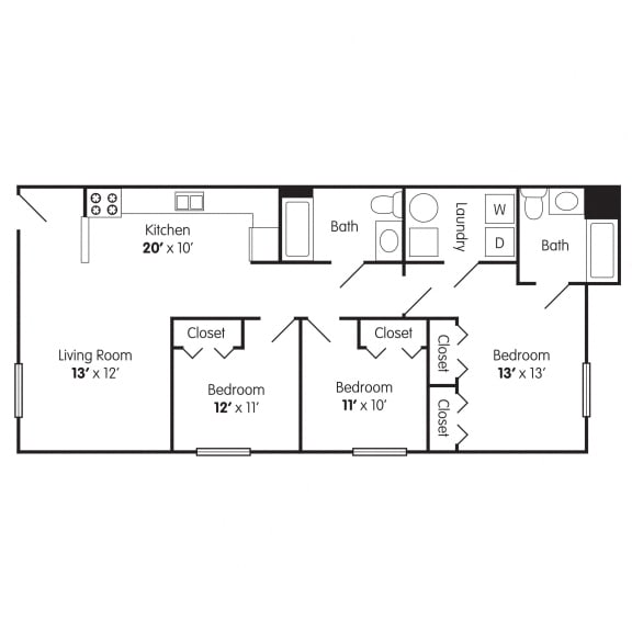  Floor Plan 3 Bedroom Apartment