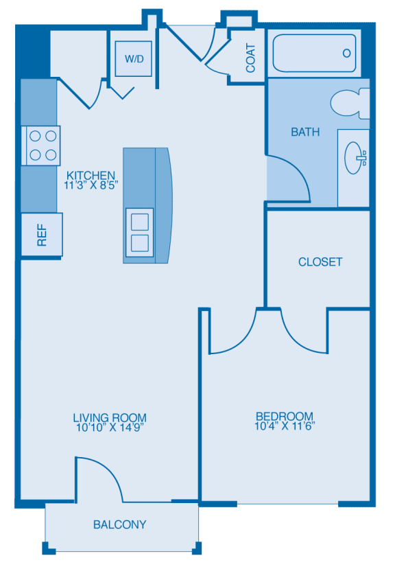 Marley One Bedroom Floor Plan Marley One Bedroom Floor Plan at Marble Alley Lofts, Knoxville, TN, 37902