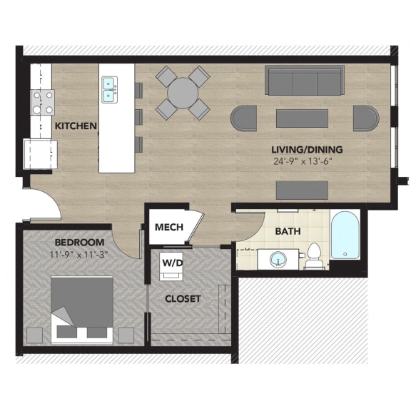  Floor Plan 1 Bedroom D