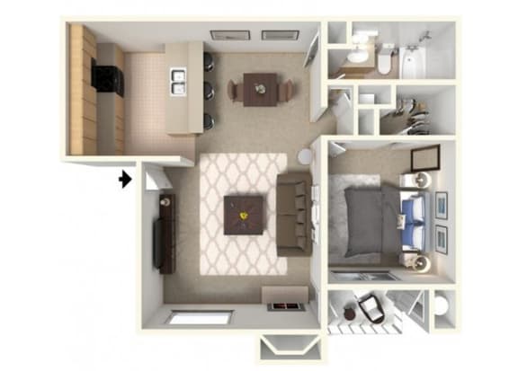 Floor Plan  One Bedroom For Rent in Fair Oaks at Fair Oaks Meadows
