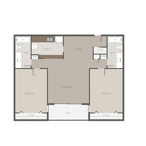 Kalahari 2BR/BH 1,003 Sq.Ft. Floor plan at Desert Creek, New Mexico, 87107
