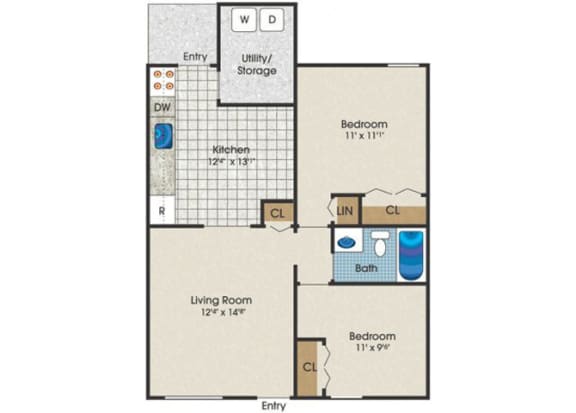 Floor Plan  two bedroom townhouse for rent