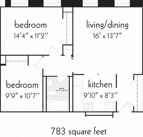 Floor Plan 2 Bedroom and 1 bath