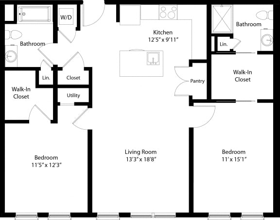 Floor Plan  The Mastlight Two Bedroom Apartment in Weymouth MA