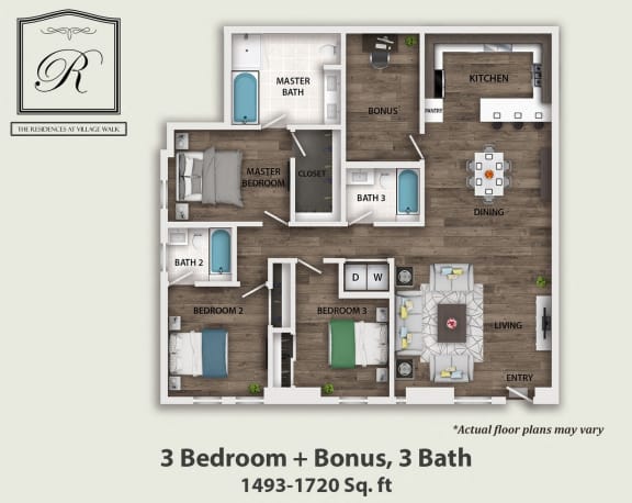 Floor Plan  3 Bedroom Plus Bonus Room