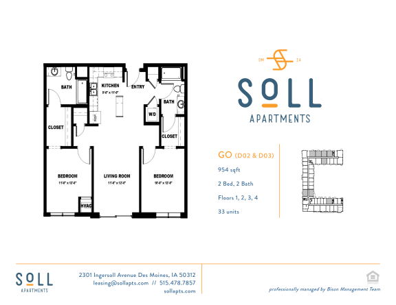 Apartment Floorplan at Soll Apartments Des Moines IA