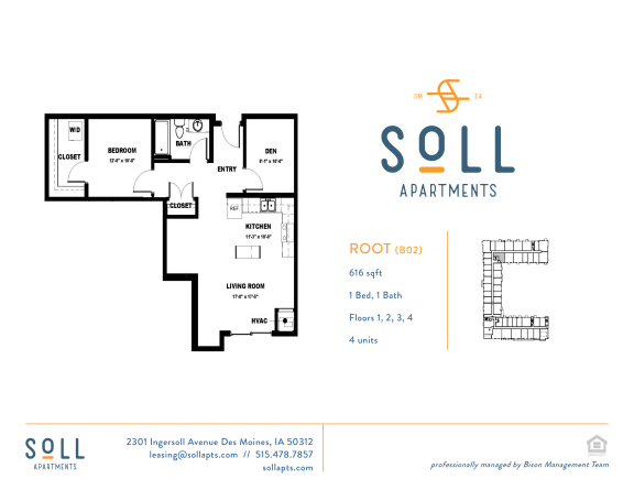 Apartment Floorplan at Soll Apartments Des Moines IA