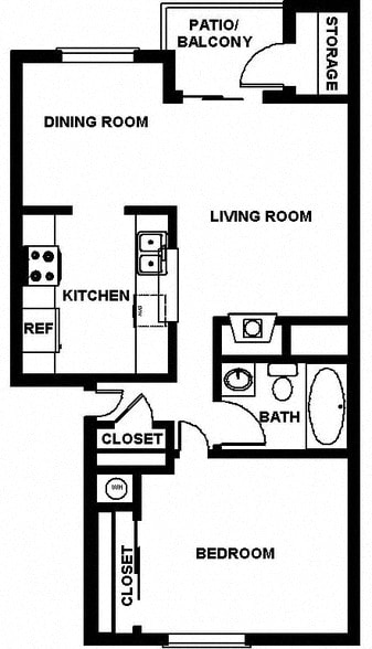 Jr 1bd Floor Plan, at Copper Ridge Apartment Homes, Renton, Washington