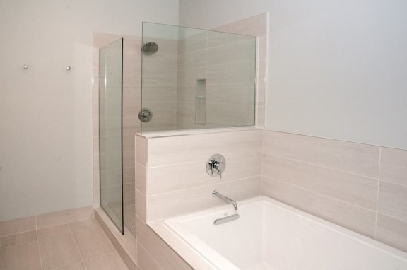 Glass-Enclosed Showers at The Finn Apartments, Minnesota, 55116