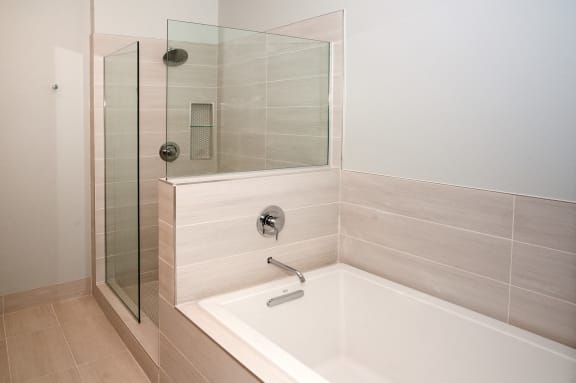 Spacious Bathrooms at The Finn Apartments, St. Paul, MN 55116