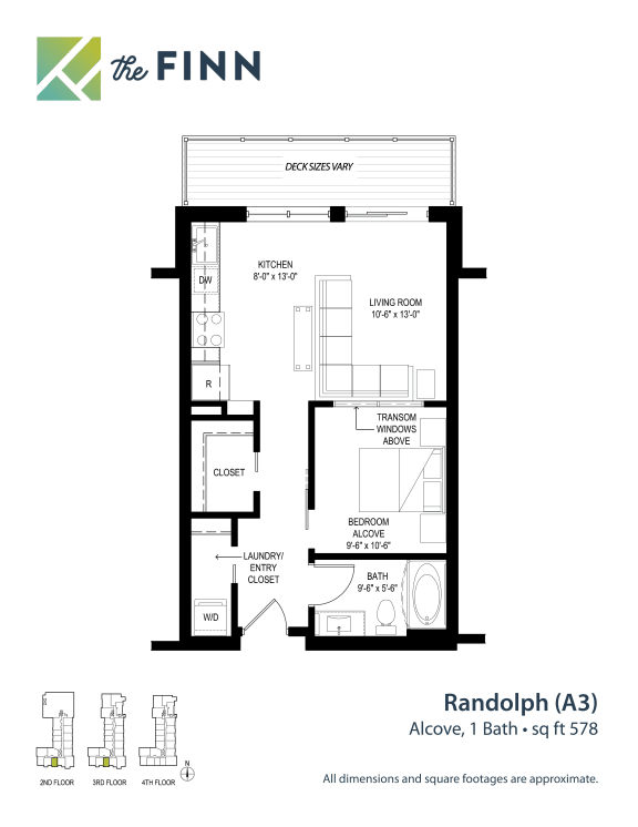 Studio 1 bathroom floor plan D Studio 1 bathroom floor plan D at The Finn Apartments, St. Paul, Minnesota