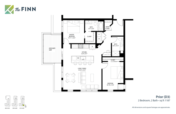 2 bedroom 2 bathroom Floor plan A 2 bedroom 2 bathroom Floor plan A at The Finn Apartments, St. Paul, MN