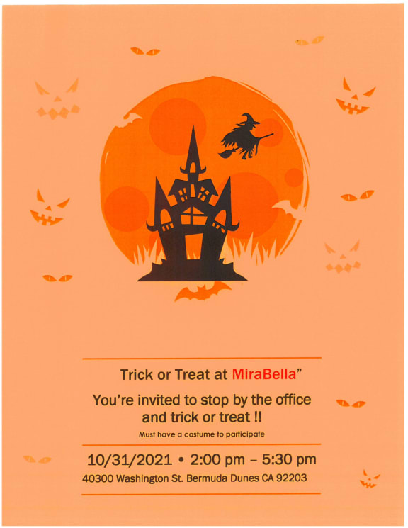 2021 Resident Halloween Event Banner at Mirabella Apartments, CA, 92203