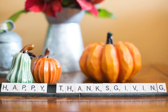 Happy Thanksgiving Scrabble Tiles at Mirabella Apartments, Bermuda Dunes, California