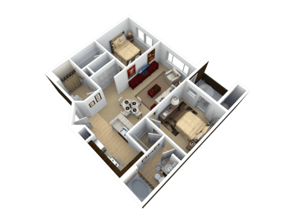 Two Bedroom Floor Plan l The Trails at Pioneer Meadows Apartments in Sparks NV