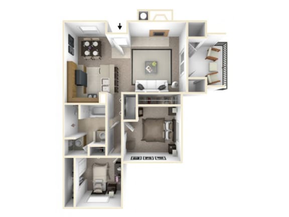 Two Bedroom floorplan  l Waterford Cove Apartments in Sacramento CA