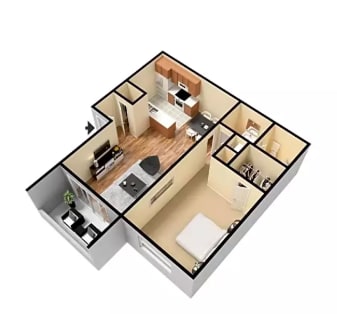 Floor Plan  1X1 Floor Plan Glendora CA 91740 | Grand Terrace Apartments